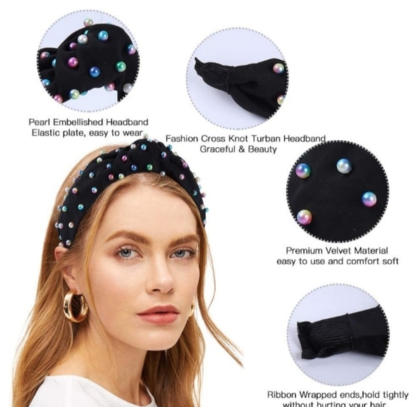Pearl Embellished HeadBand Grey - Picture 10 of 11